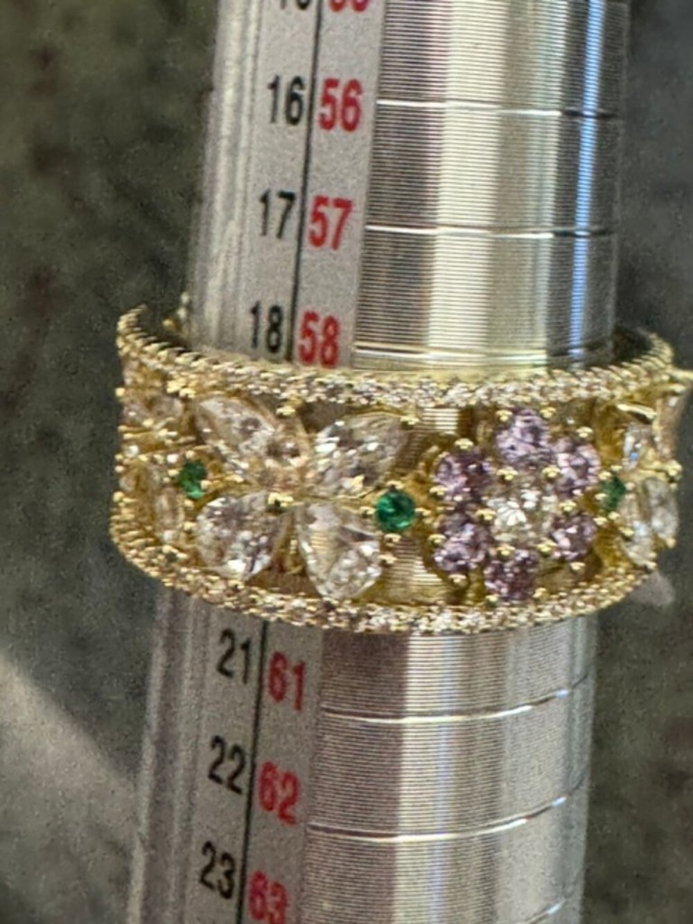 18K Gold Filled Multi-Colored AAA CZ Eternity Band Ring - Size 10 Semi Adj - NWT